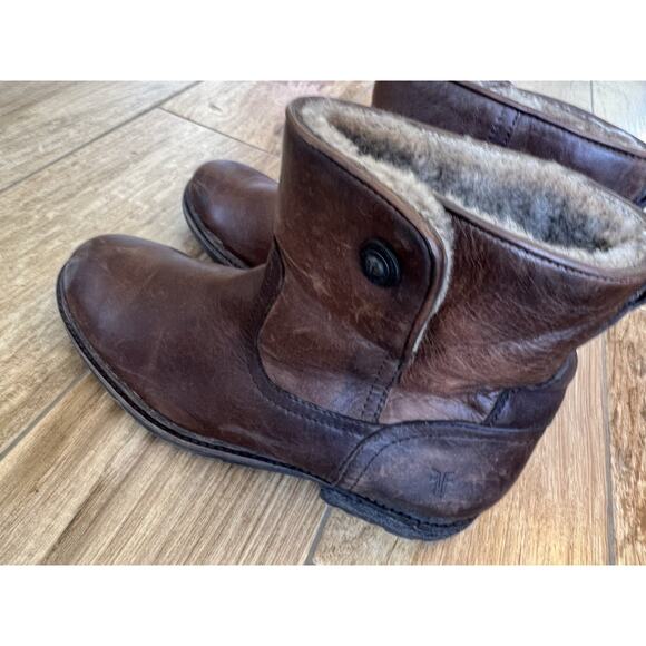 Womens Frye Celia Shearling Short Boots Charcoal 76747 Leather Winter 6.5 B - Picture 5 of 11